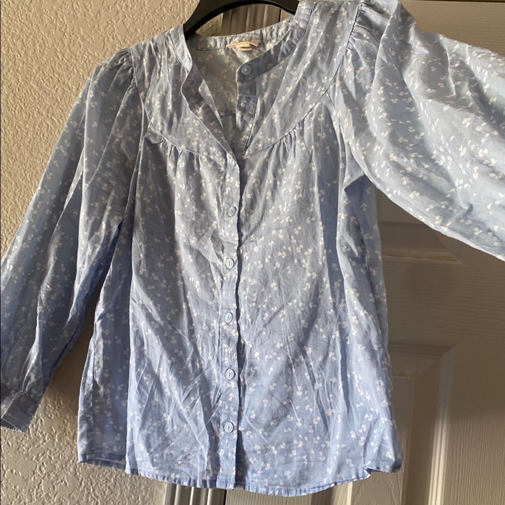 a.n.a Light Blue Floral Blouse
